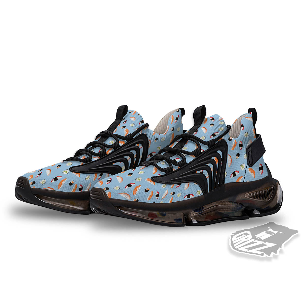Rolls And Sushi Colorful Print Pattern Black Gym Shoes-grizzshop