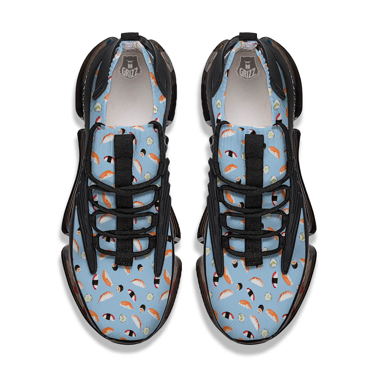 Rolls And Sushi Colorful Print Pattern Black Gym Shoes-grizzshop