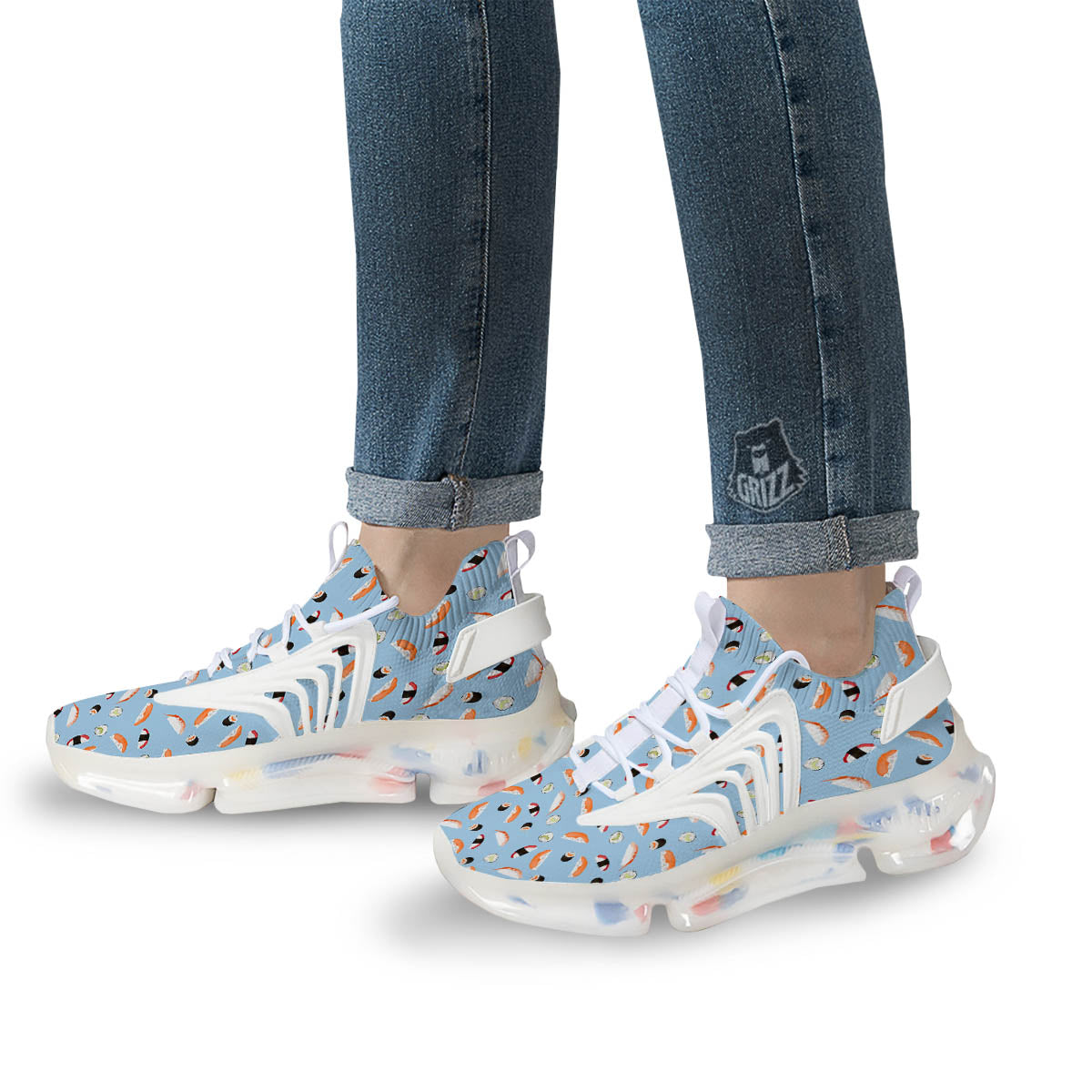 Rolls And Sushi Colorful Print Pattern White Gym Shoes-grizzshop
