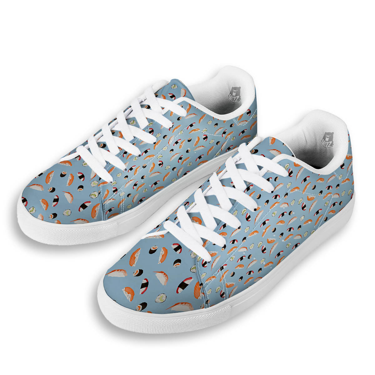Rolls And Sushi Colorful Print Pattern White Low Top Sneakers-grizzshop