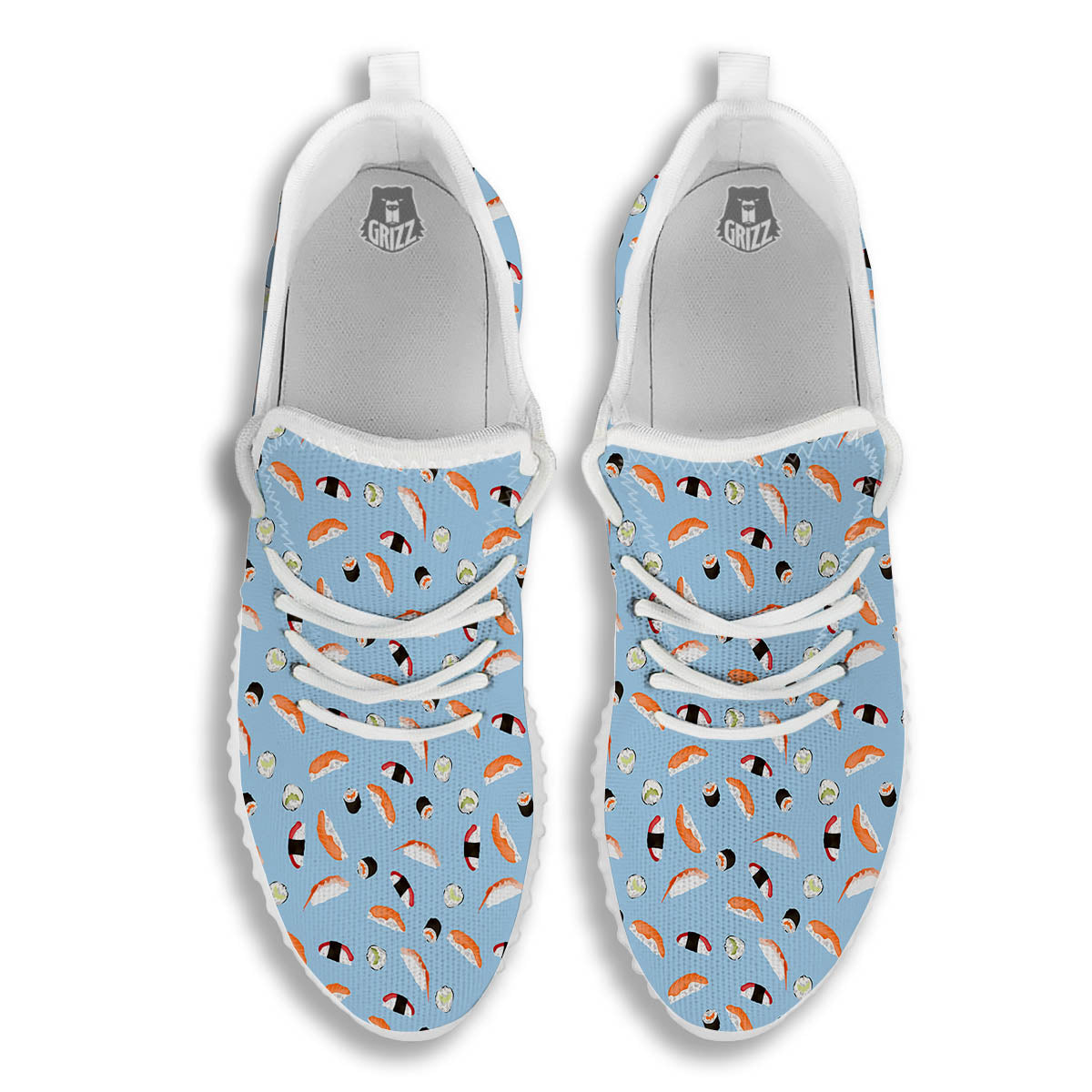 Rolls And Sushi Colorful Print Pattern White Walking Shoes-grizzshop