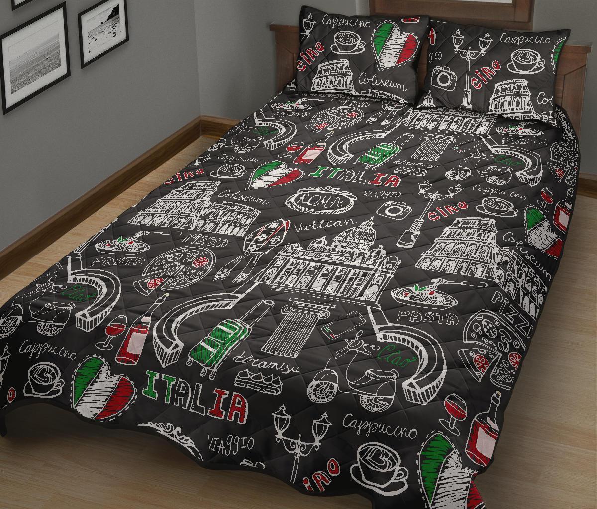 Rome Italy Pattern Print Bed Set Quilt-grizzshop