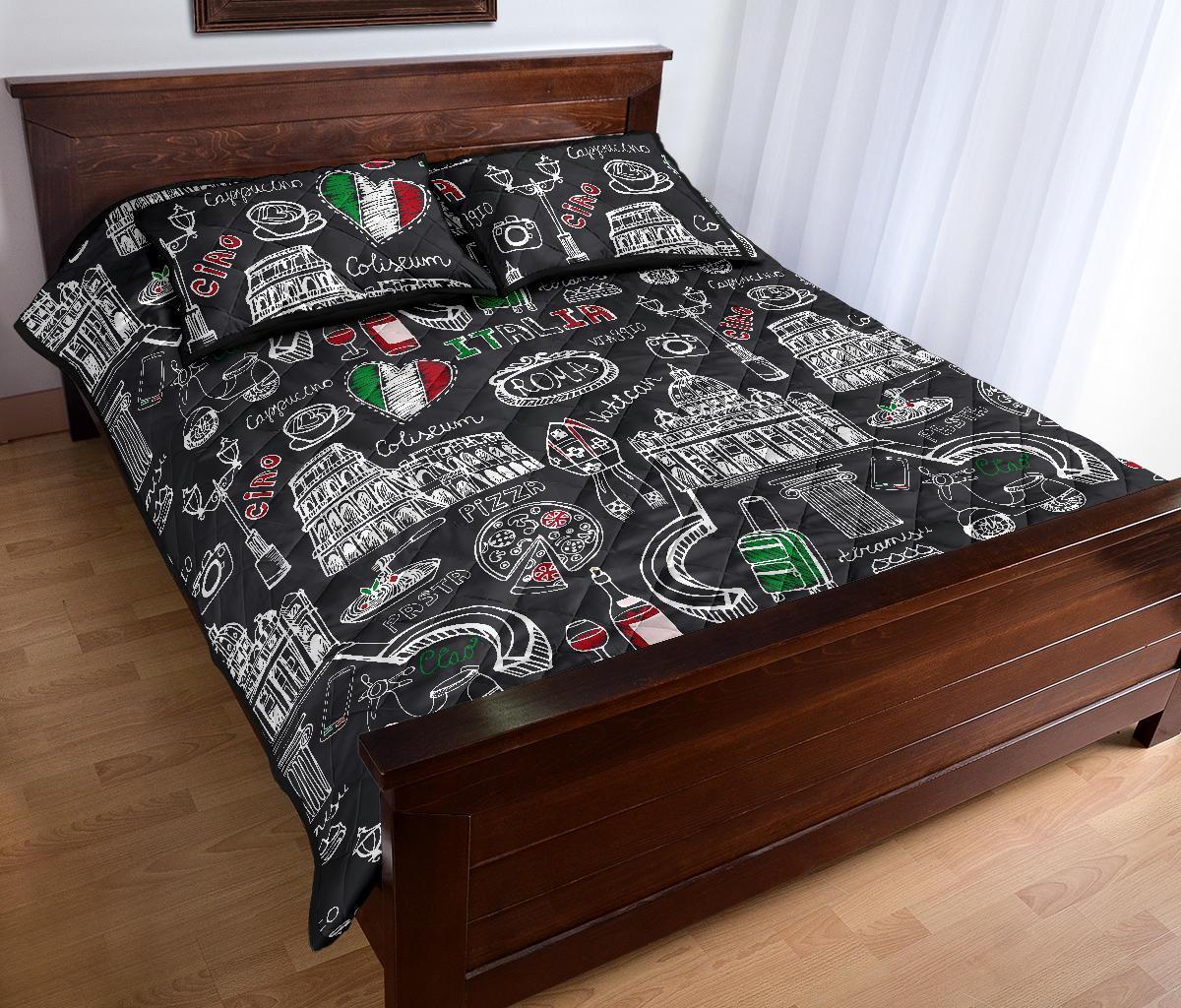 Rome Italy Pattern Print Bed Set Quilt-grizzshop