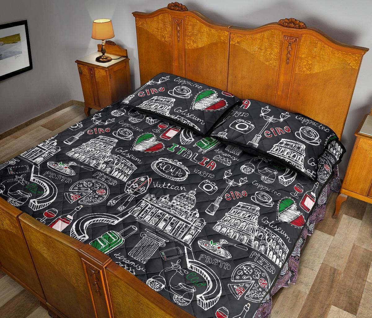 Rome Italy Pattern Print Bed Set Quilt-grizzshop