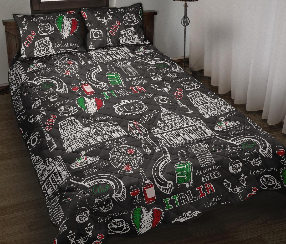 Rome Italy Pattern Print Bed Set Quilt-grizzshop