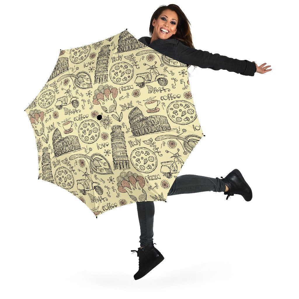 Rome Pattern Print Automatic Foldable Umbrella-grizzshop