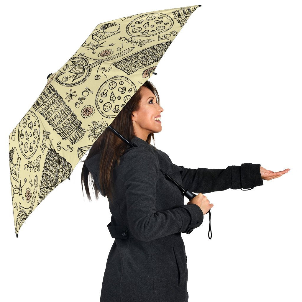 Rome Pattern Print Automatic Foldable Umbrella-grizzshop