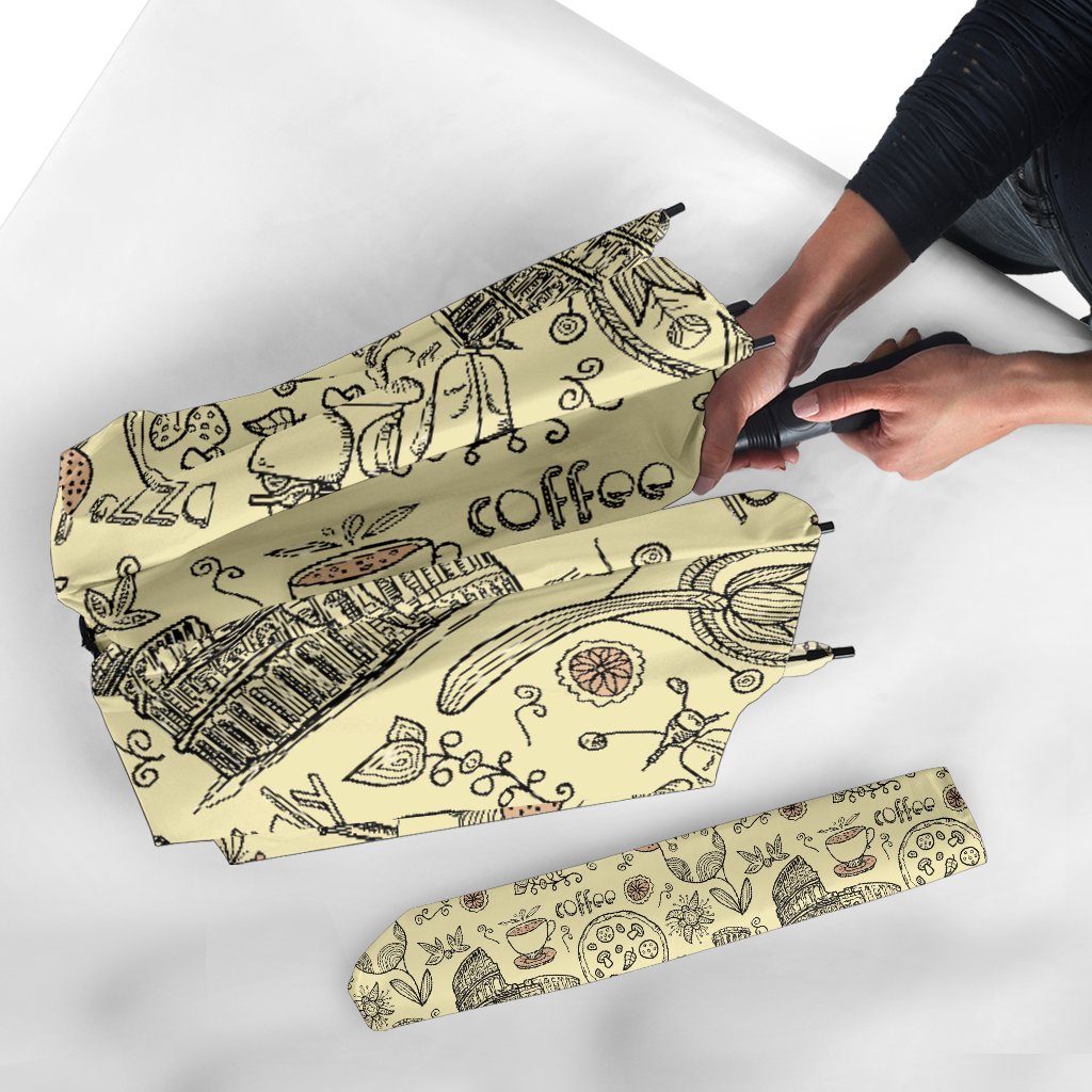 Rome Pattern Print Automatic Foldable Umbrella-grizzshop
