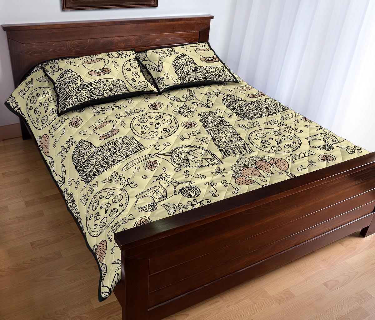 Rome Pattern Print Bed Set Quilt-grizzshop