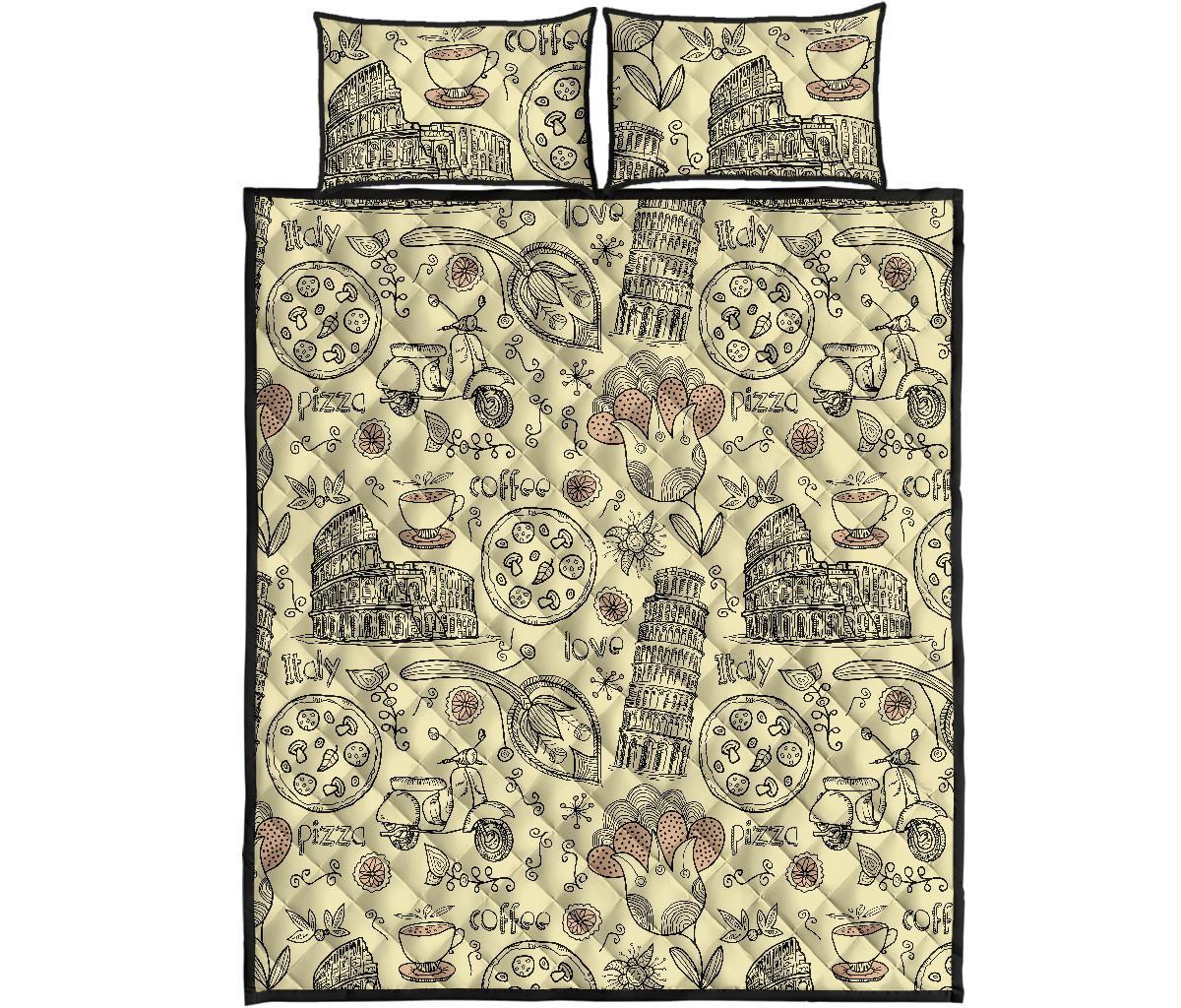 Rome Pattern Print Bed Set Quilt-grizzshop