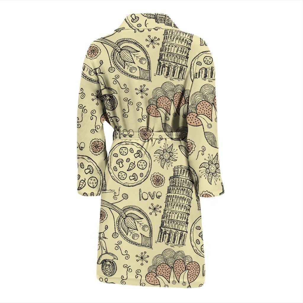 Rome Pattern Print Men Long Robe-grizzshop