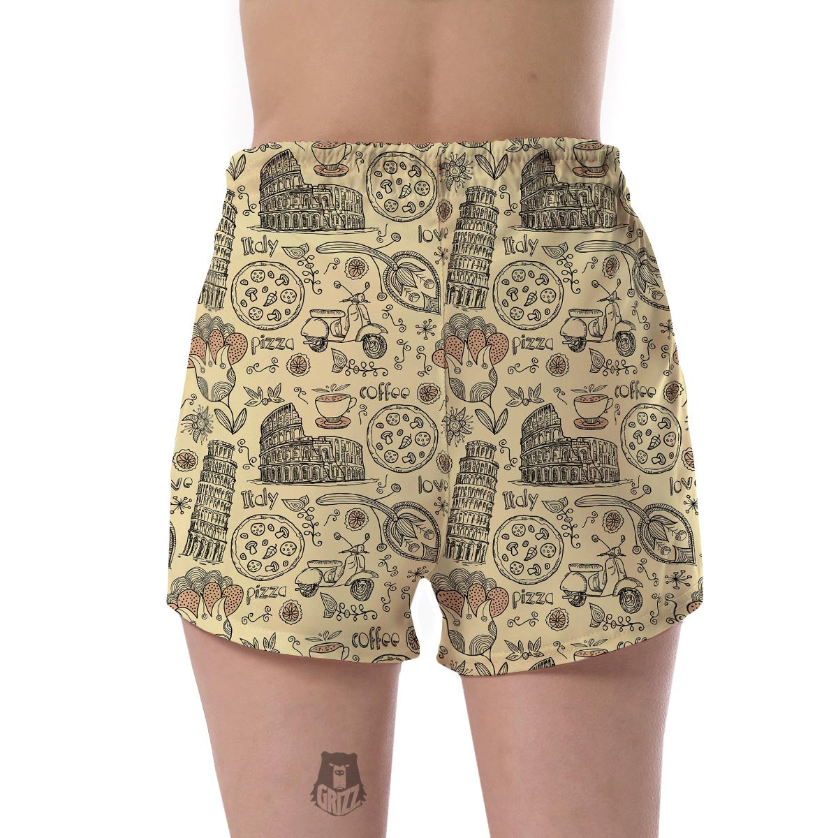 Rome Pattern Print Women's Shorts-grizzshop