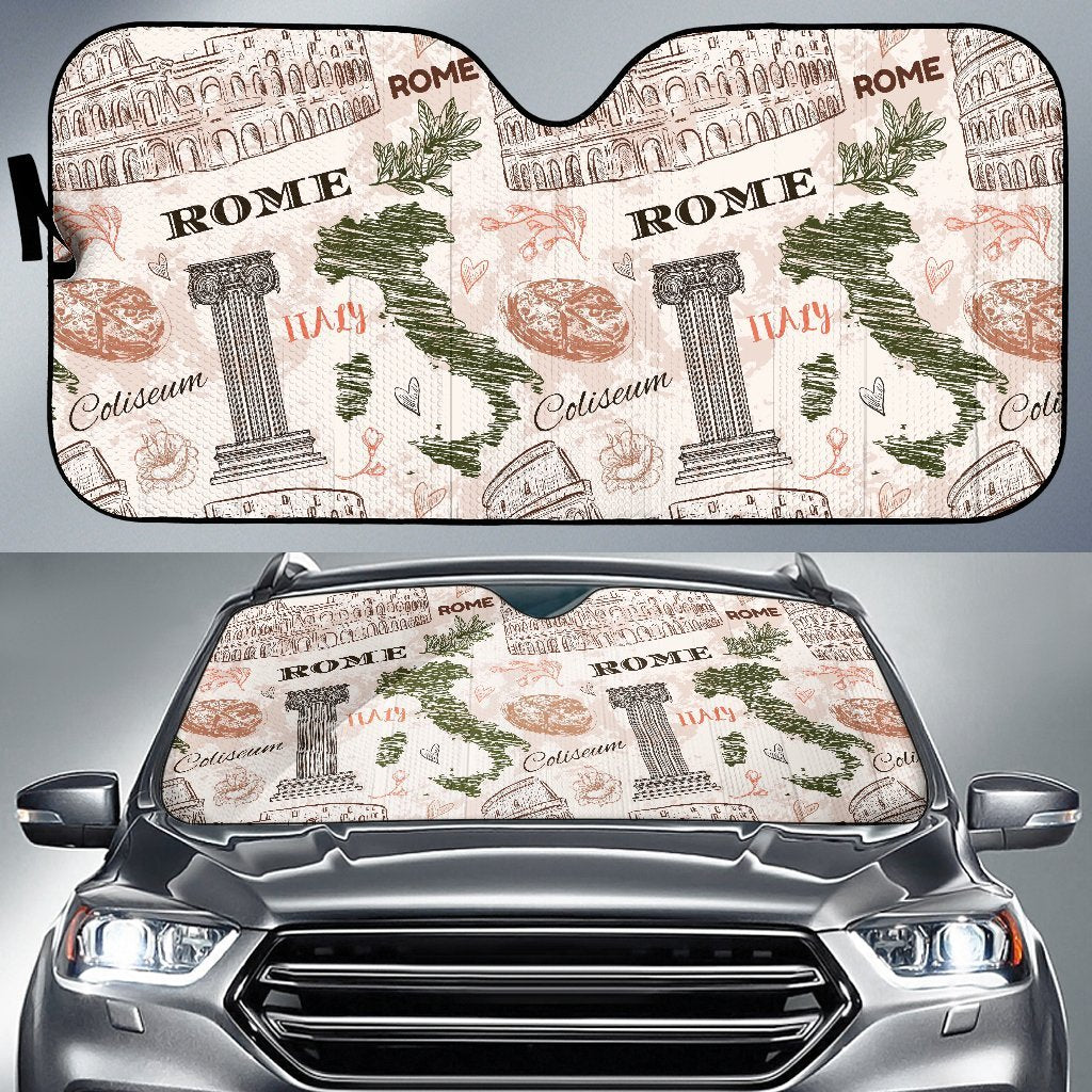 Rome Print Pattern Car Sun Shade-grizzshop