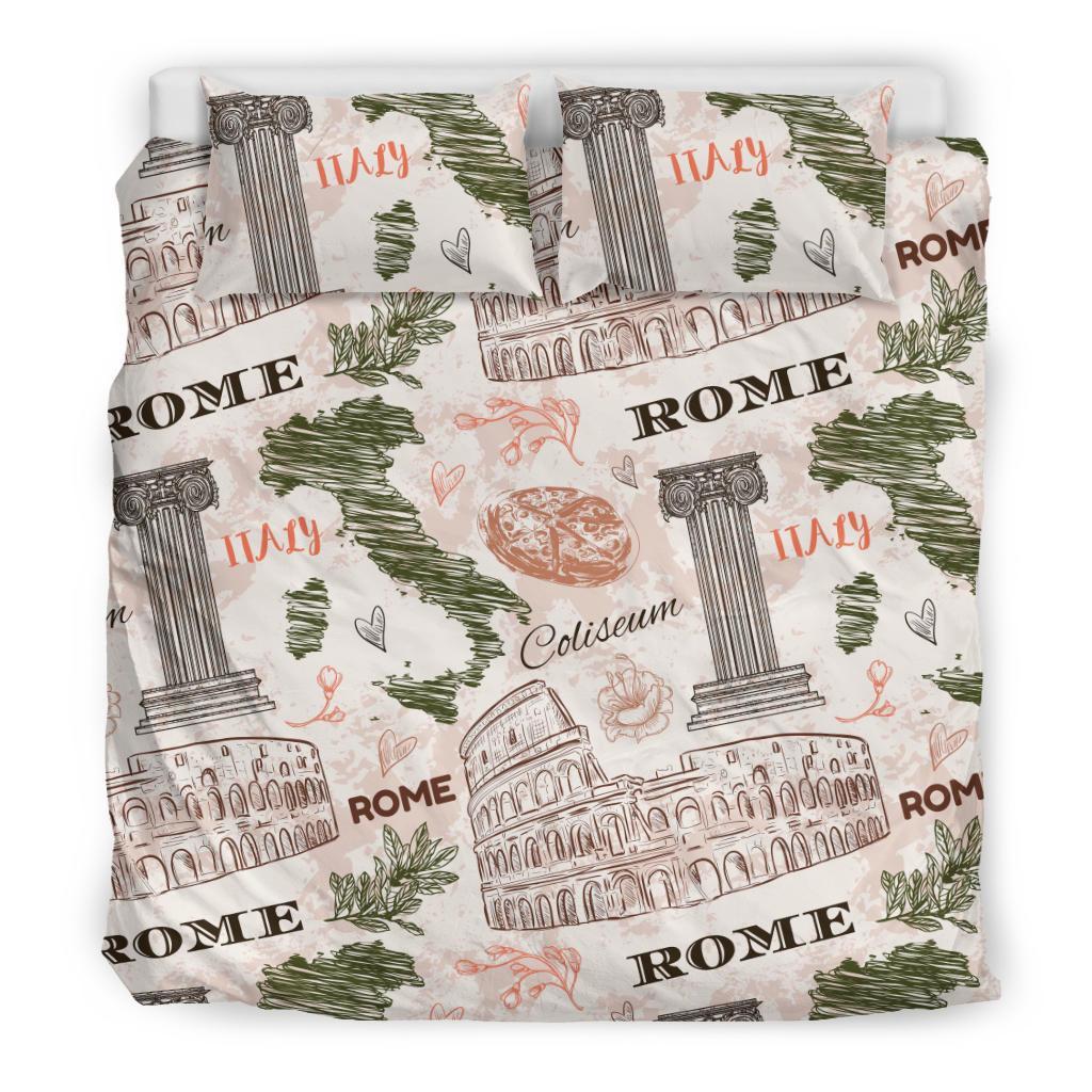 Rome Print Pattern Duvet Cover Bedding Set-grizzshop