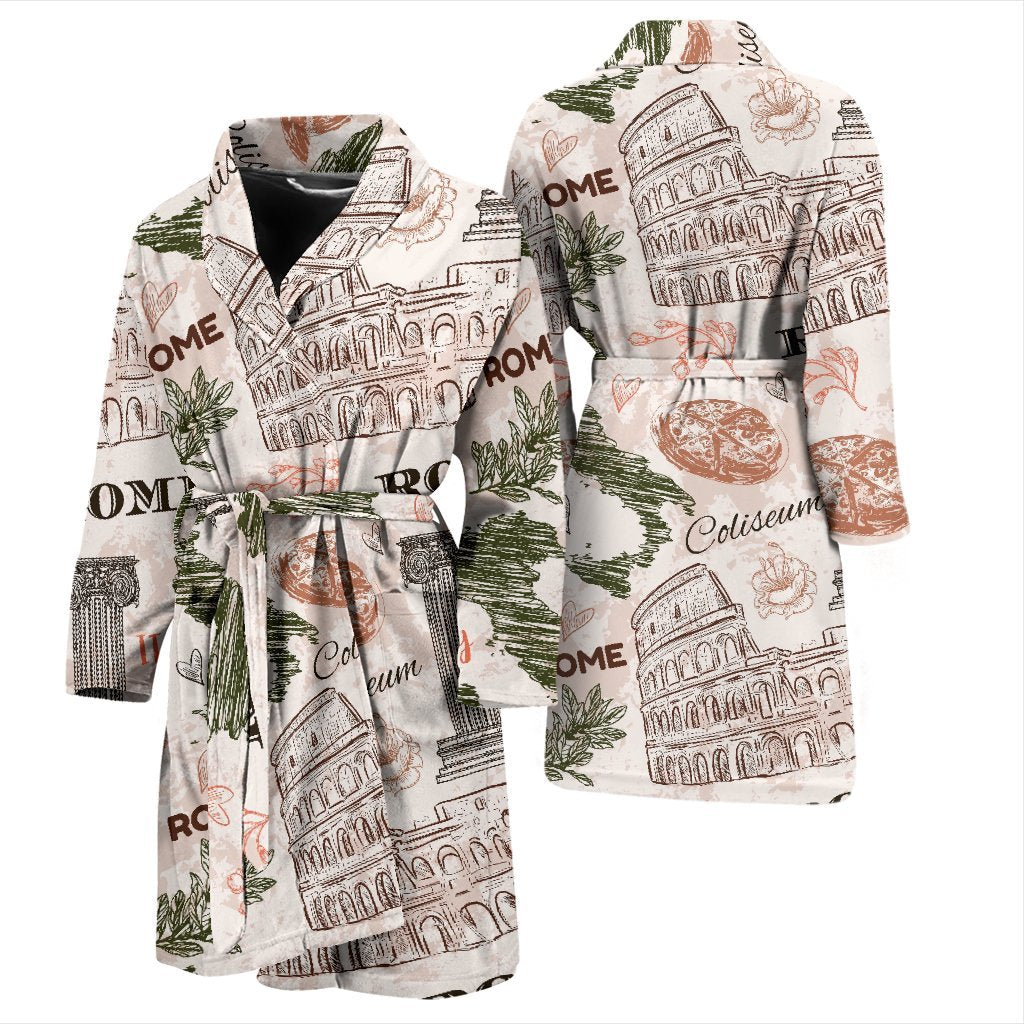 Rome Print Pattern Men Long Robe-grizzshop