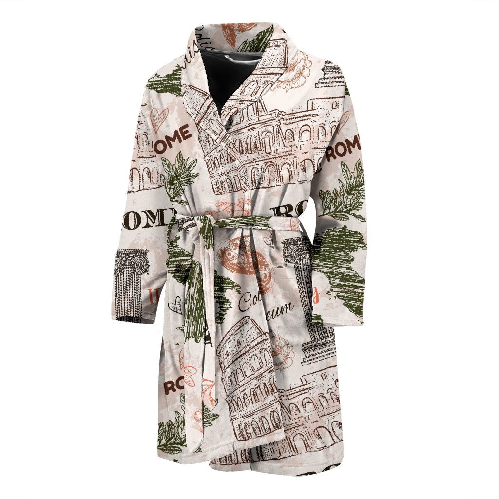 Rome Print Pattern Men Long Robe-grizzshop