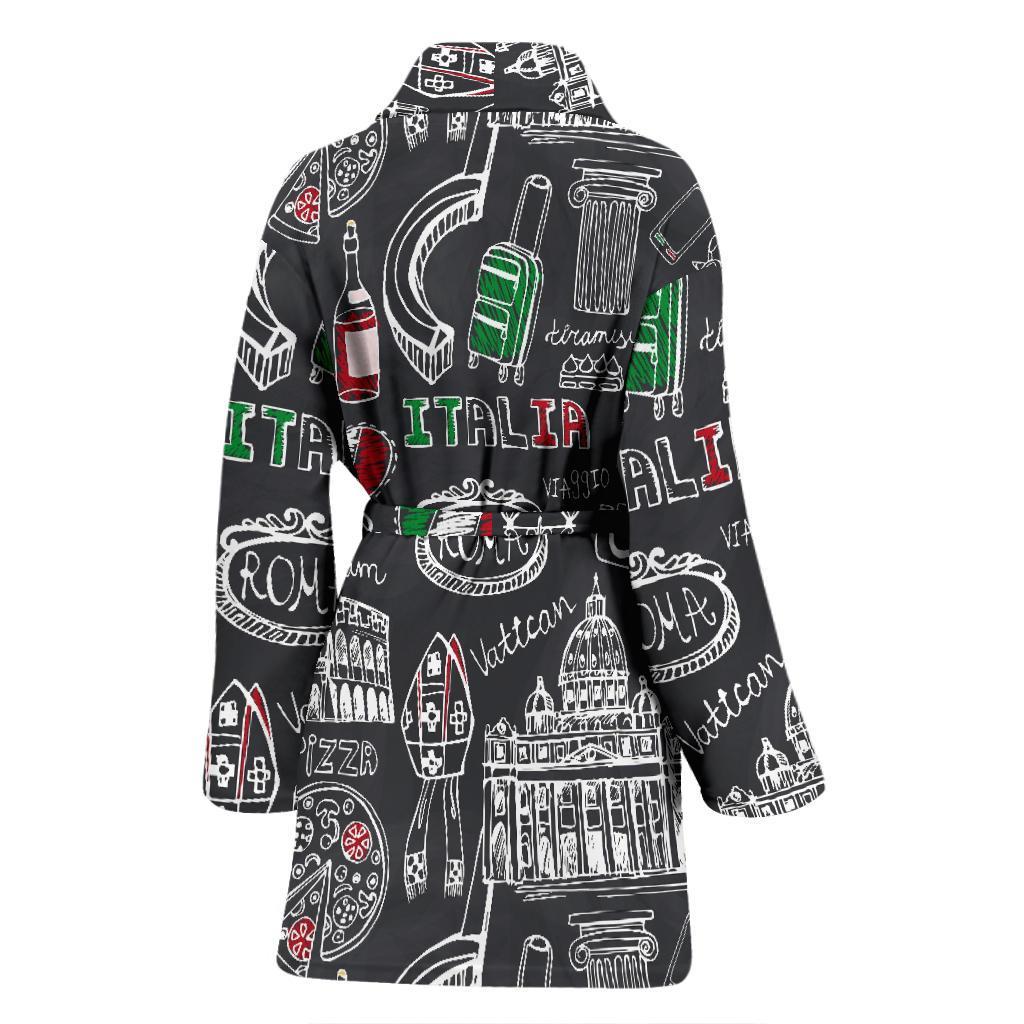 Rome Italy Pattern Print Women Long Robe-grizzshop