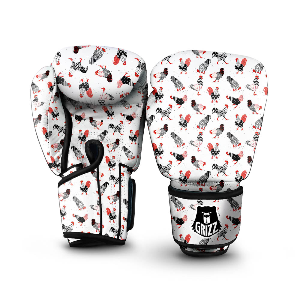 Rooster Chinese Print Pattern Boxing Gloves-grizzshop