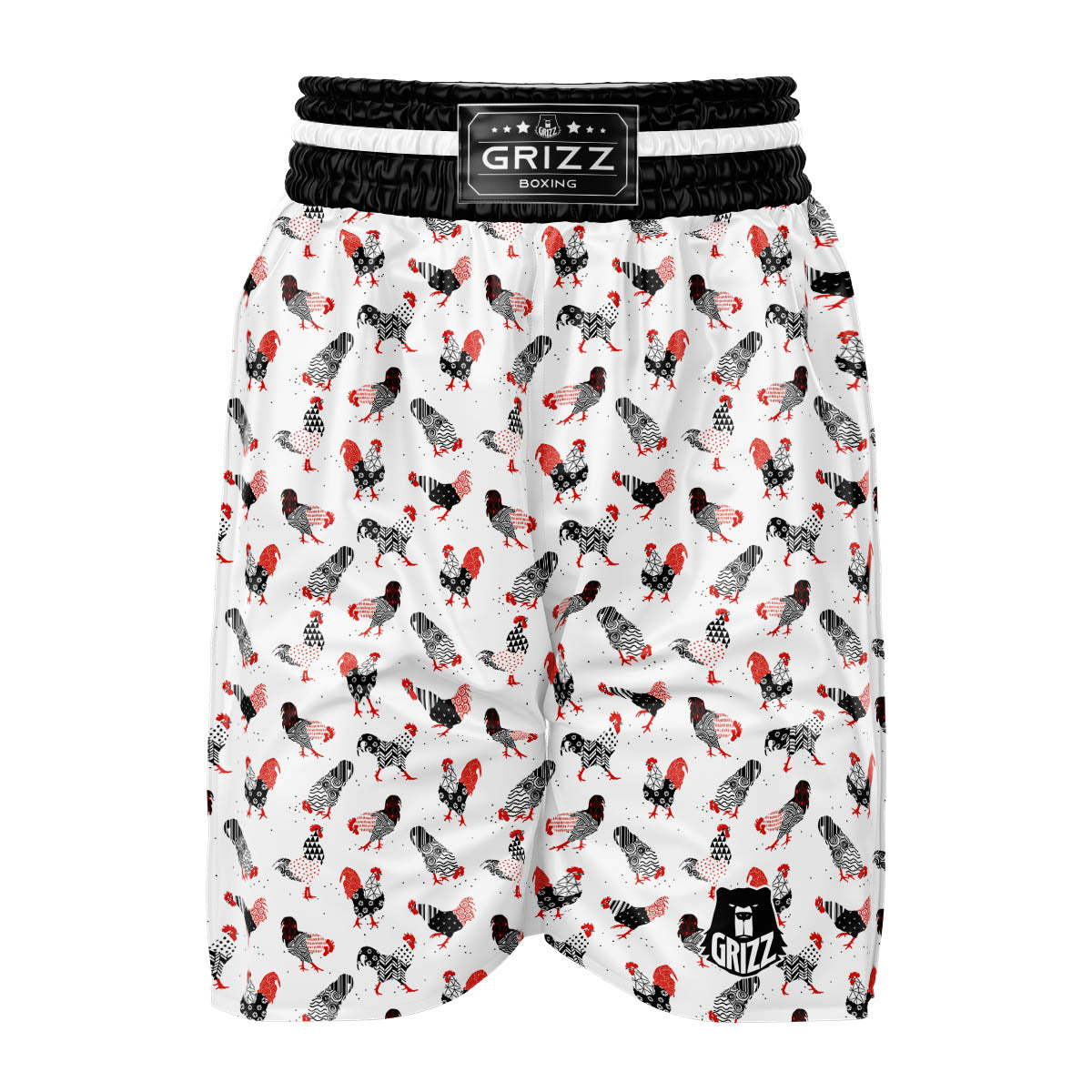 Rooster Chinese Print Pattern Boxing Shorts-grizzshop