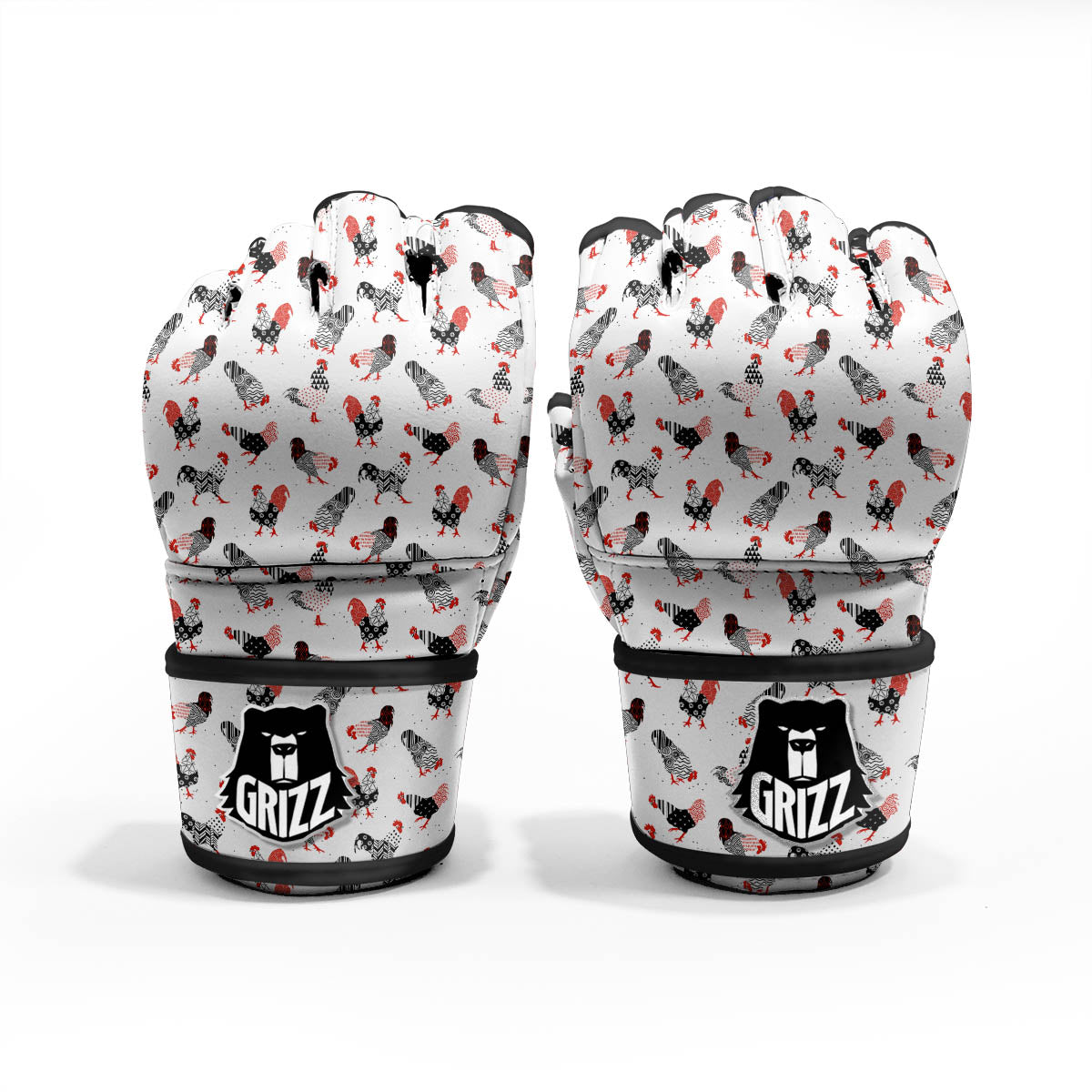 Rooster Chinese Print Pattern MMA Gloves-grizzshop