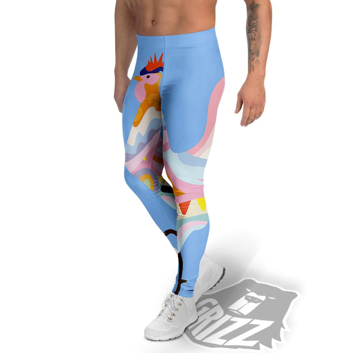 Rooster Colorful Print Men's Leggings-grizzshop