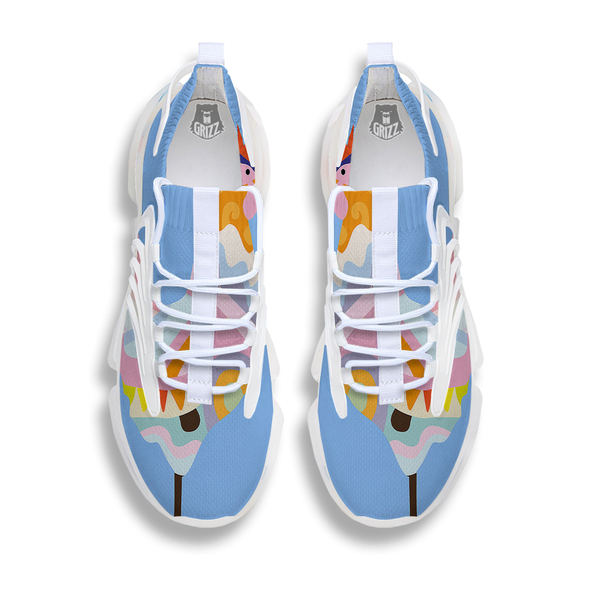 Rooster Colorful Print White Gym Shoes-grizzshop