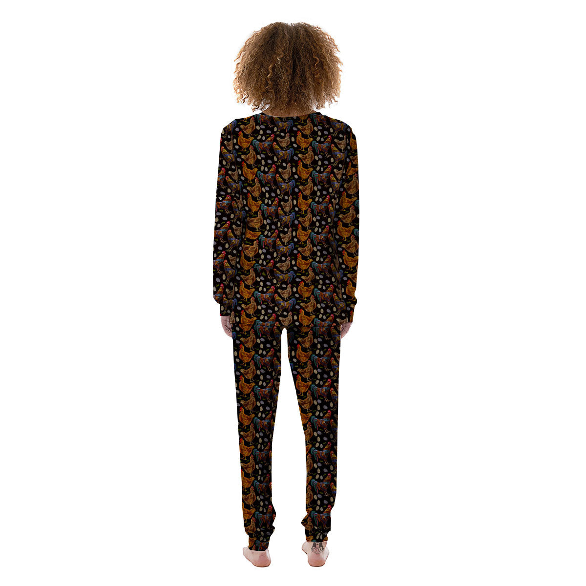 Rooster Embroidery Print Pattern Women's Pajamas-grizzshop
