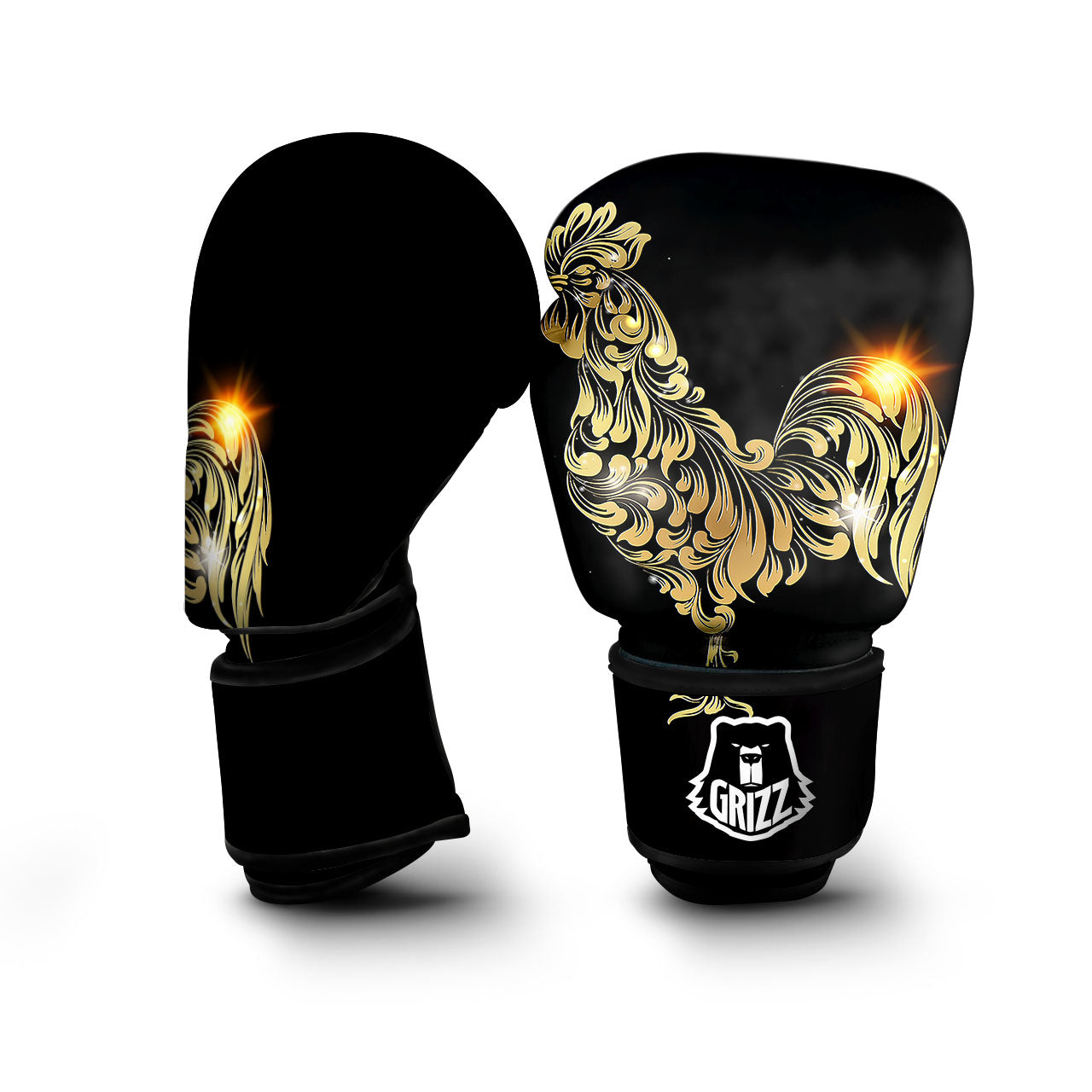 Rooster Golden Print Boxing Gloves-grizzshop