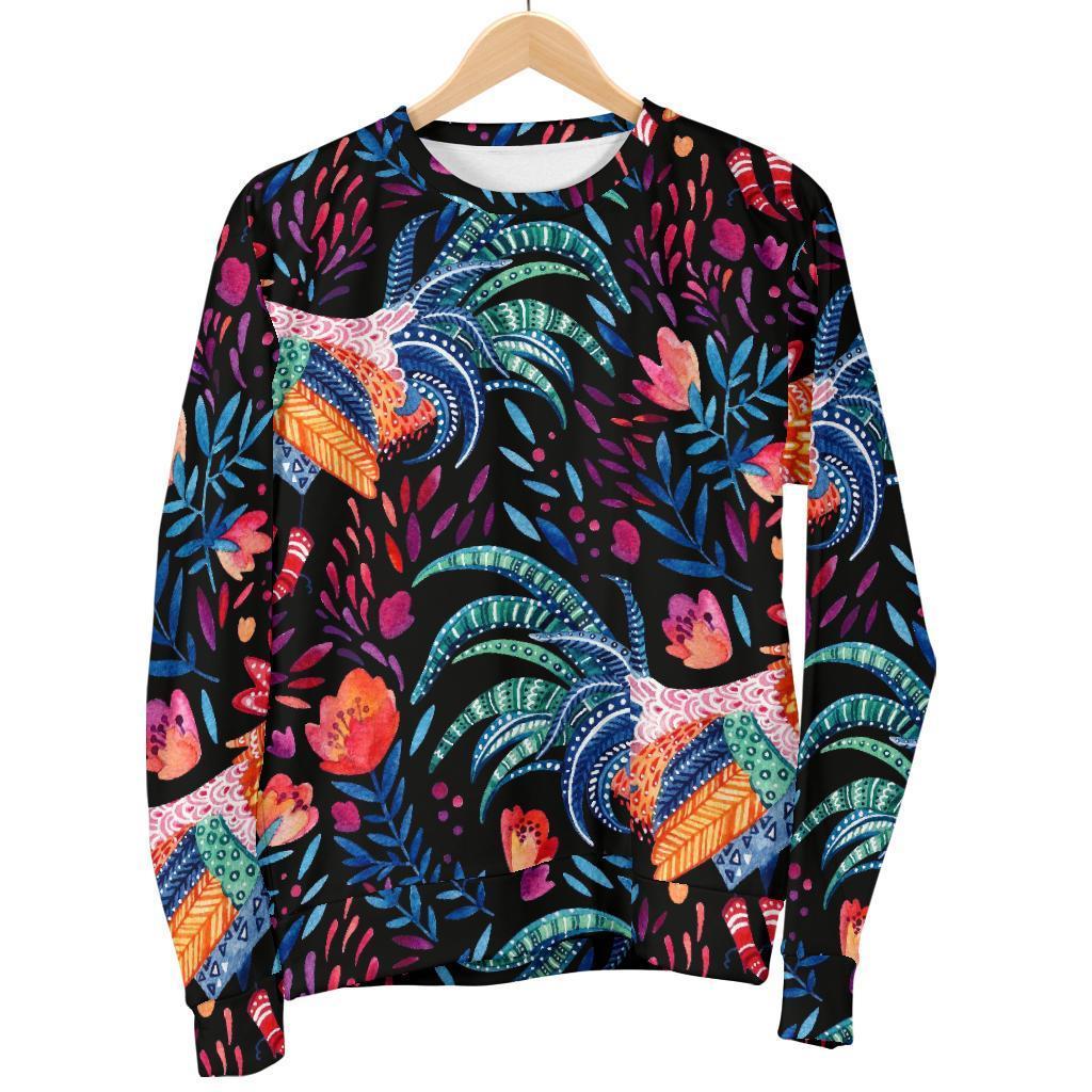 Rooster Hand Drawn Pattern Print Women's Sweatshirt-grizzshop