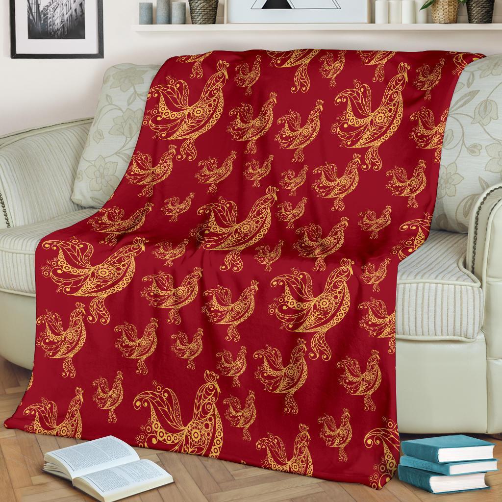 Rooster Pattern Print Blanket-grizzshop