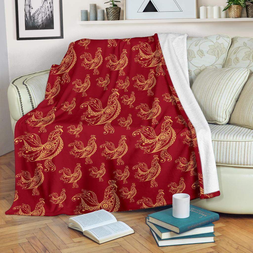 Rooster Pattern Print Blanket-grizzshop