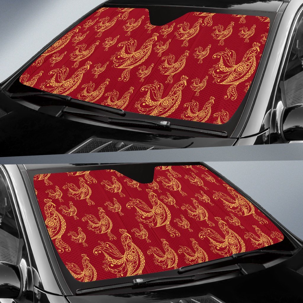 Rooster Pattern Print Car Sun Shade-grizzshop