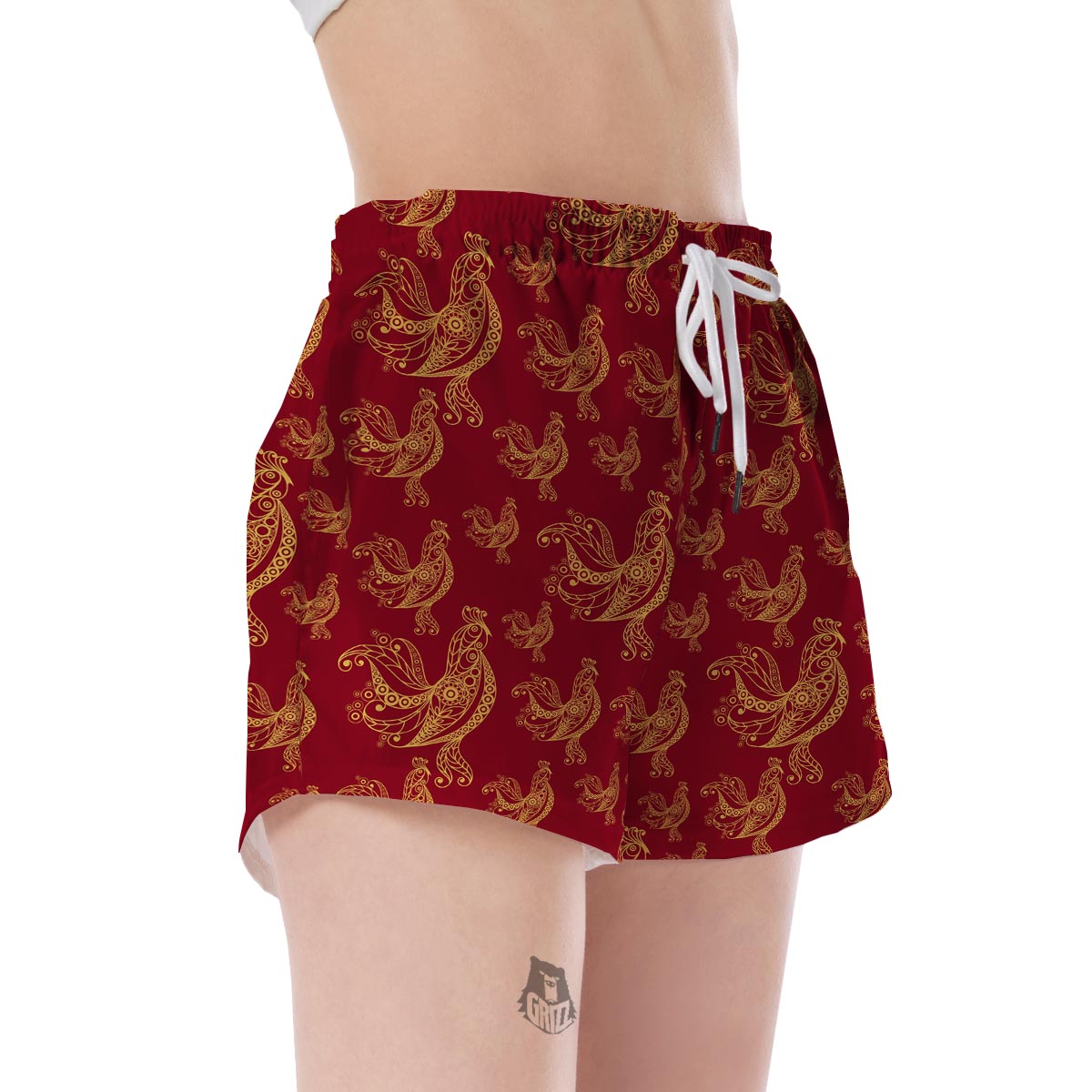 Rooster Pattern Print Women's Shorts-grizzshop