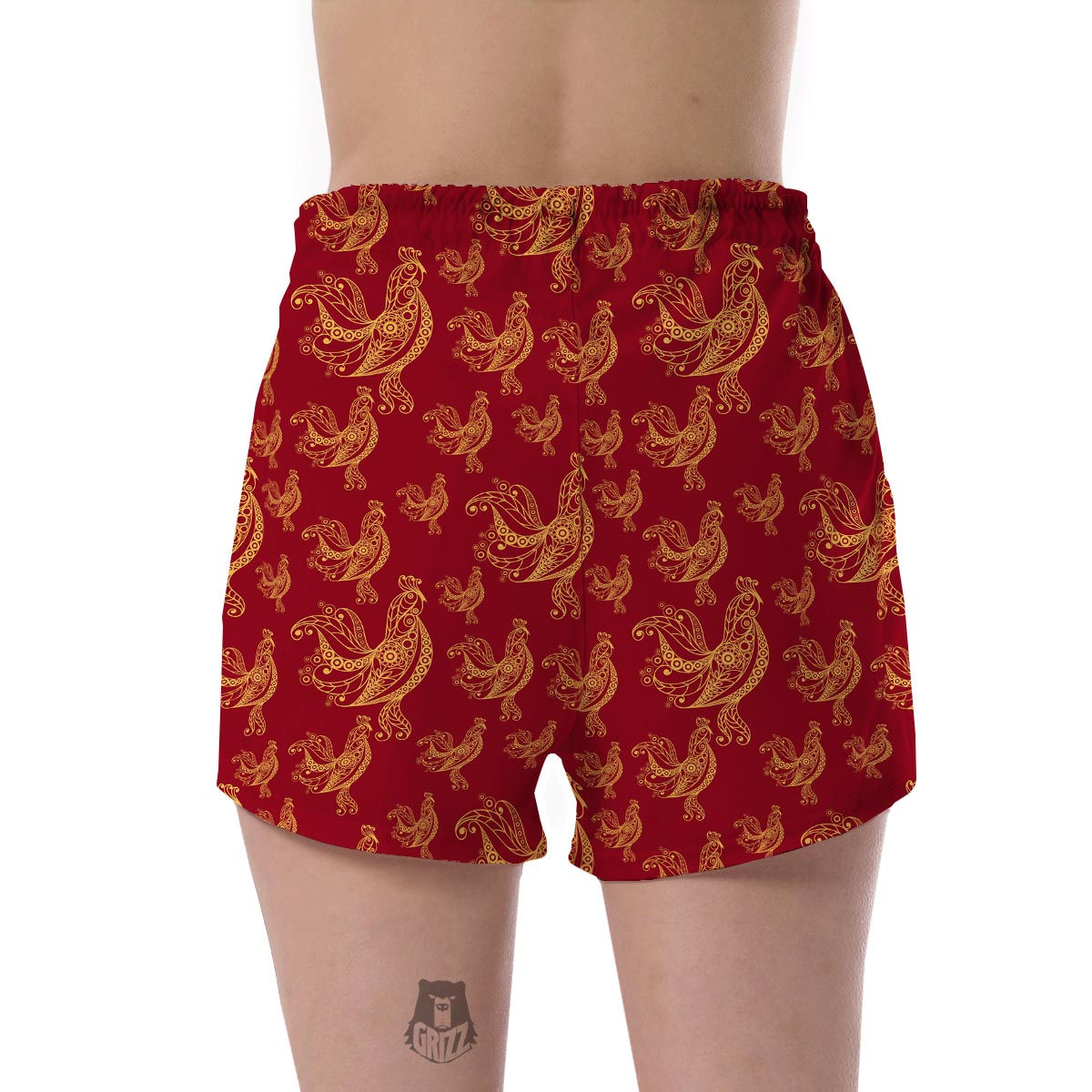 Rooster Pattern Print Women's Shorts-grizzshop