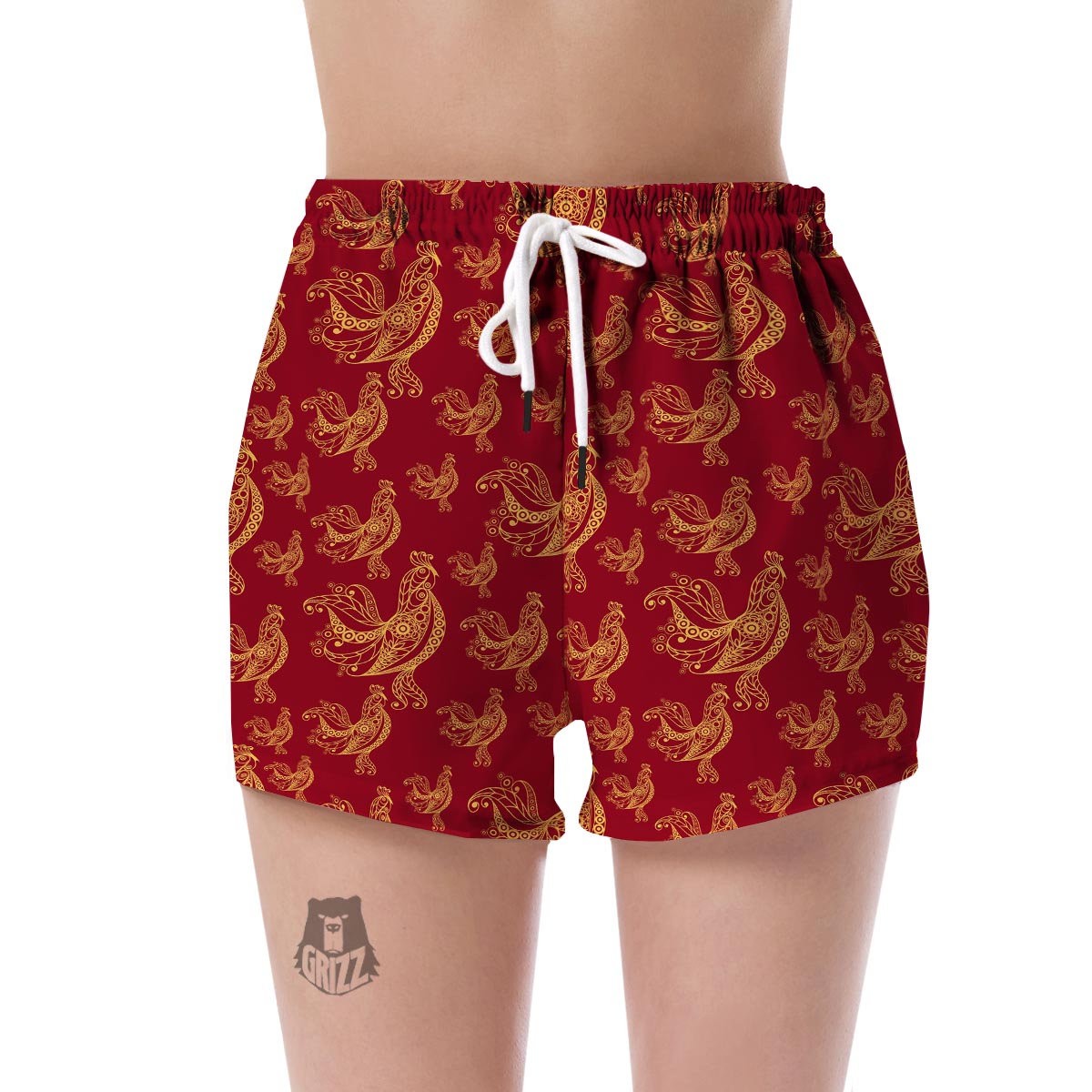 Rooster Pattern Print Women's Shorts-grizzshop