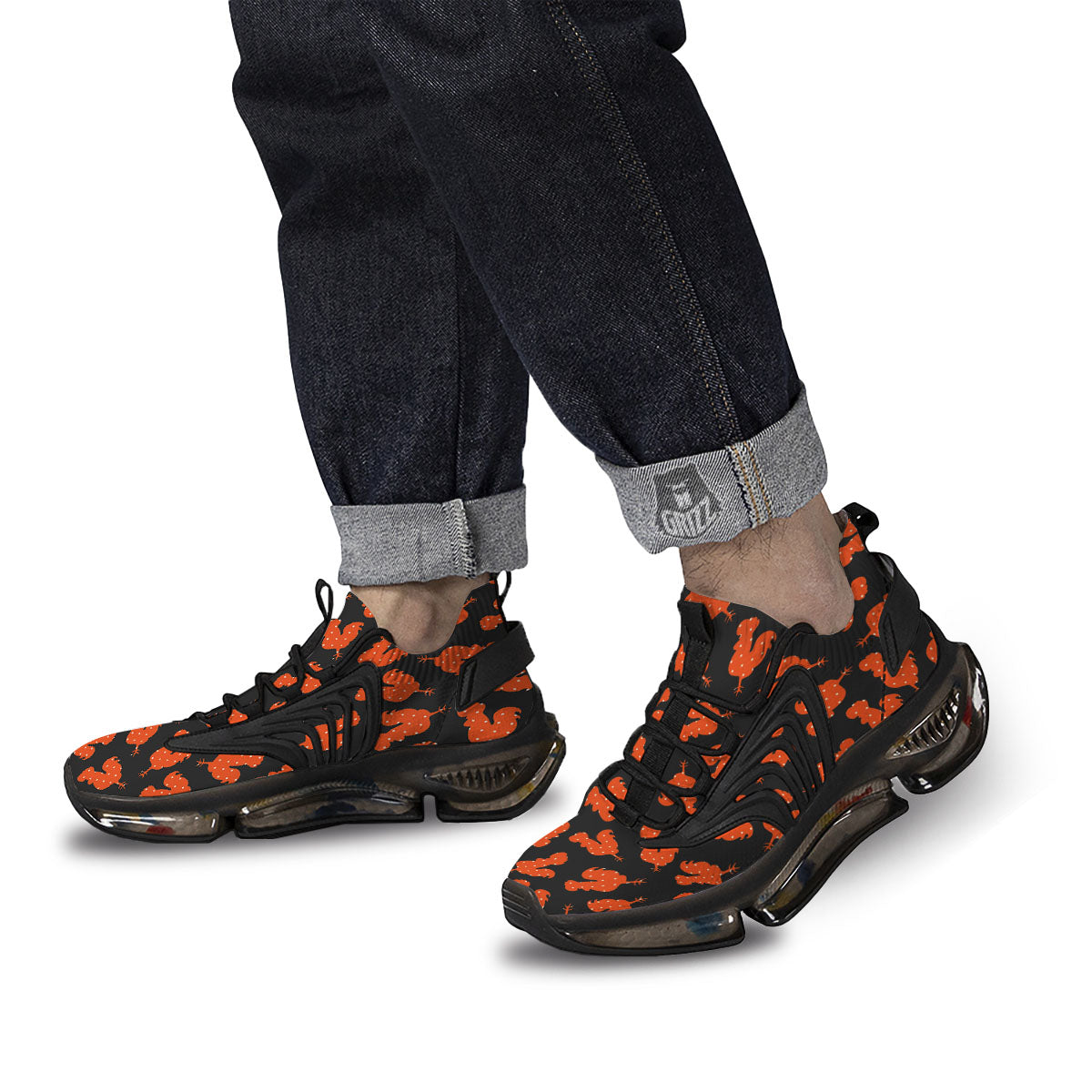 Rooster Polka Dot Print Pattern Black Gym Shoes-grizzshop