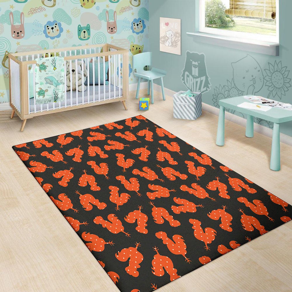 Rooster Polka Dot Print Pattern Floor Mat-grizzshop