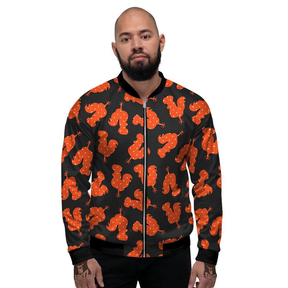 Rooster Polka Dot Print Pattern Men's Bomber Jacket-grizzshop
