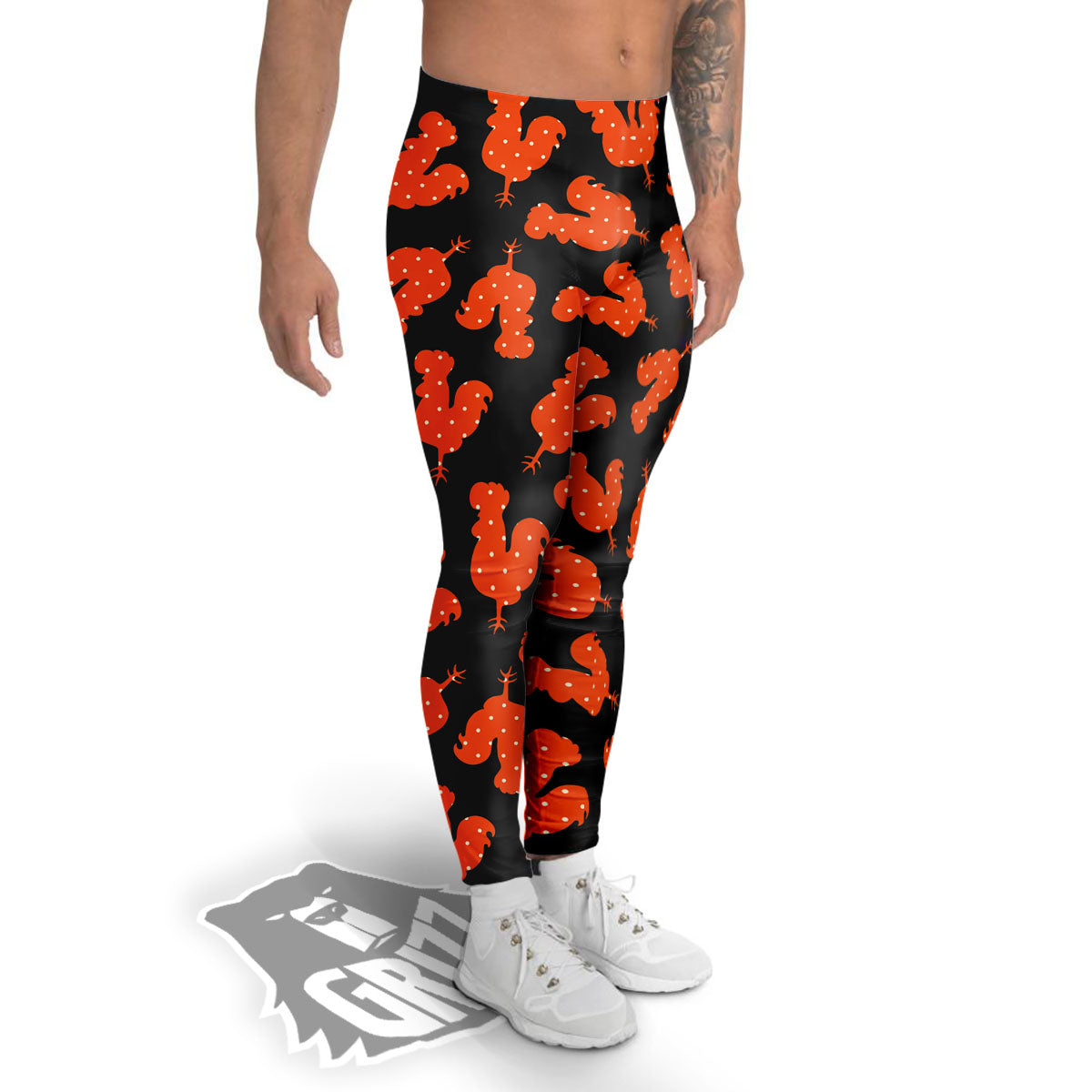 Rooster Polka Dot Print Pattern Men's Leggings-grizzshop