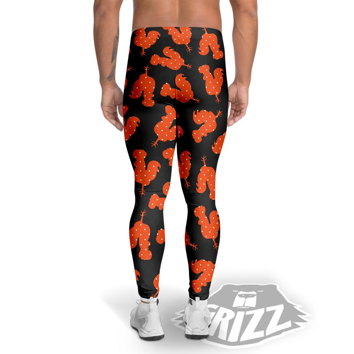 Rooster Polka Dot Print Pattern Men's Leggings-grizzshop