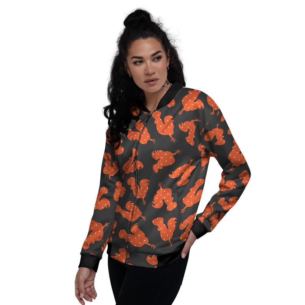 Rooster Polka Dot Print Pattern Women's Bomber Jacket-grizzshop