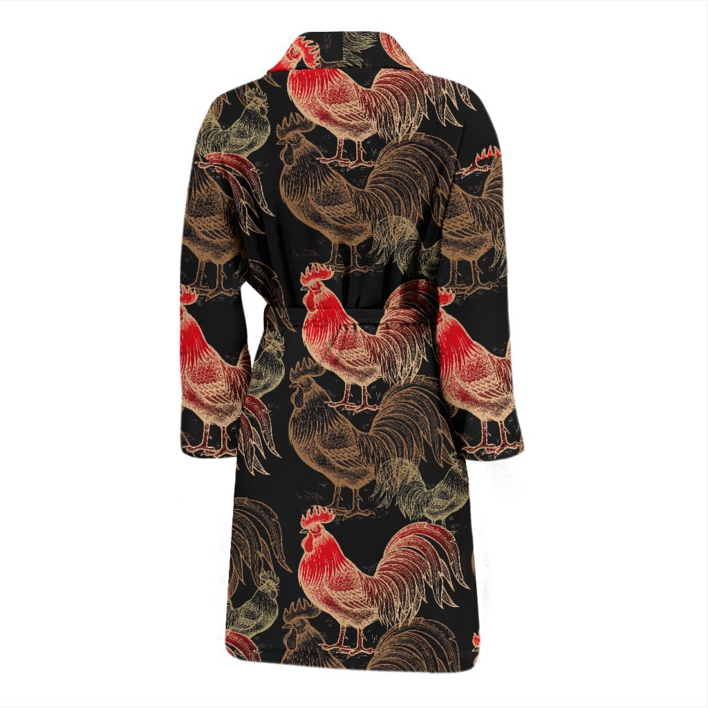 Rooster Print Pattern Men Long Robe-grizzshop