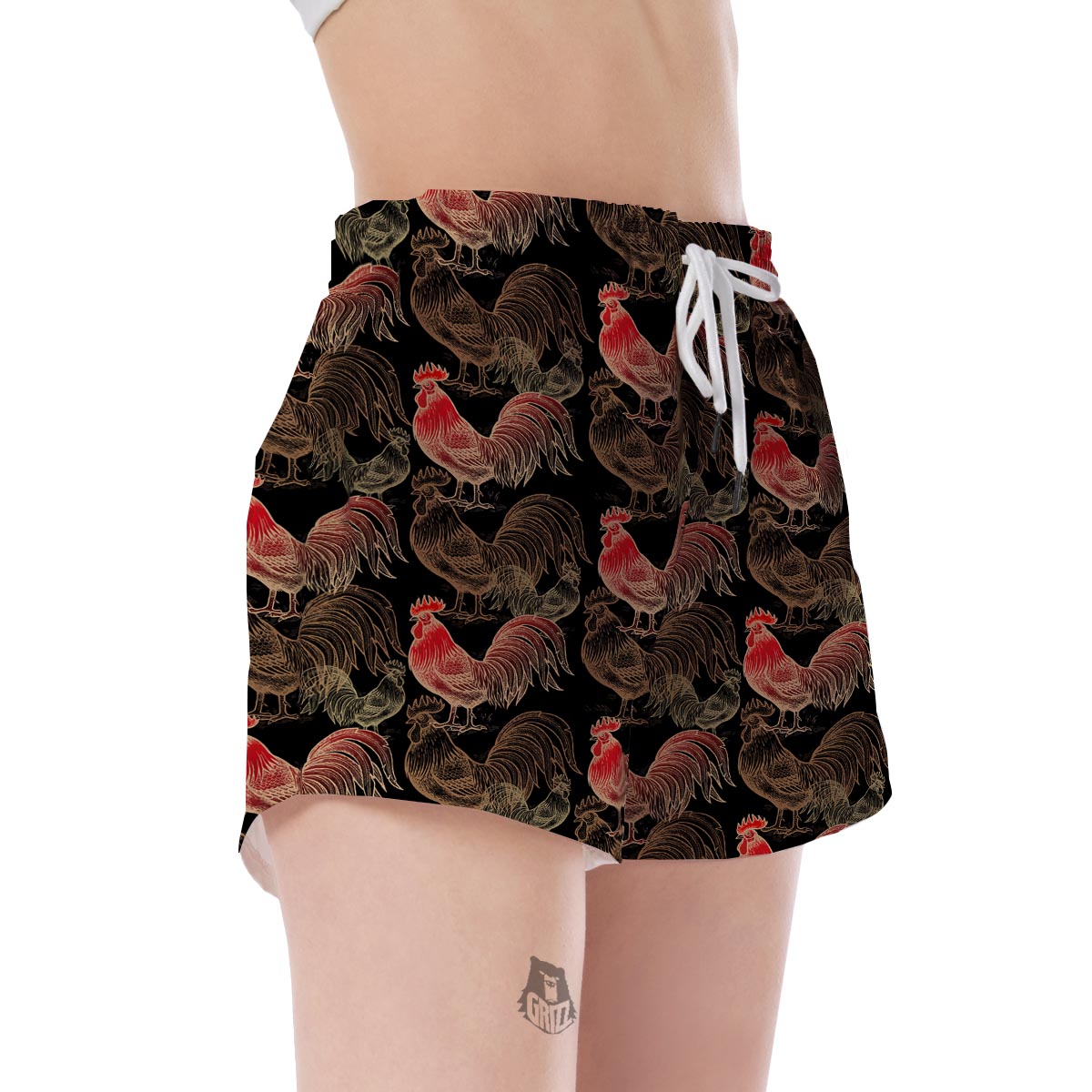 Rooster Print Pattern Women's Shorts-grizzshop