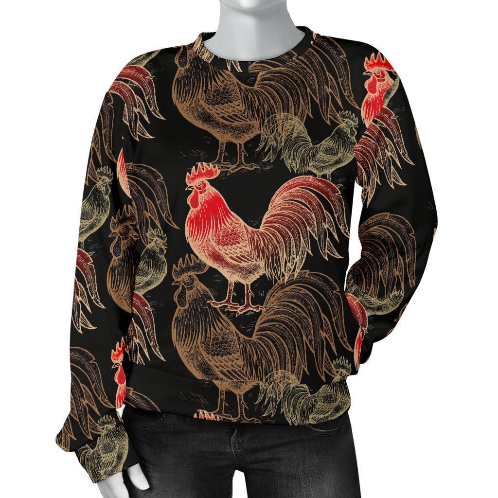 Rooster Print Pattern Women's Sweatshirt-grizzshop