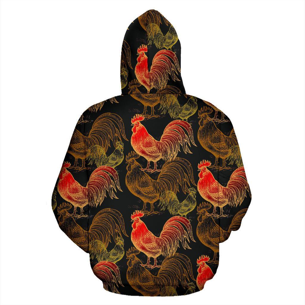 Rooster Print Pattern Men Women Pullover Hoodie-grizzshop