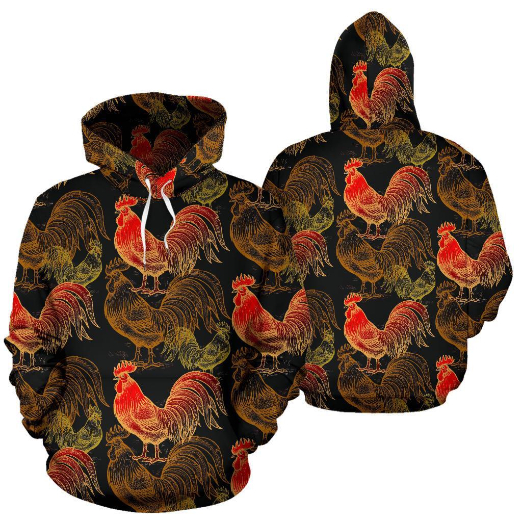 Rooster Print Pattern Men Women Pullover Hoodie-grizzshop