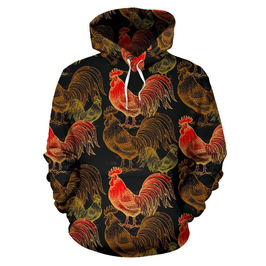 Rooster Print Pattern Men Women Pullover Hoodie-grizzshop
