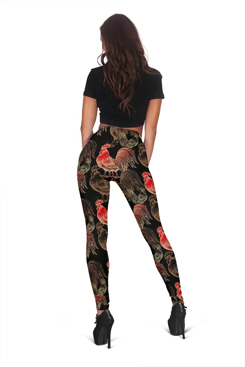Rooster Print Pattern Women Leggings-grizzshop