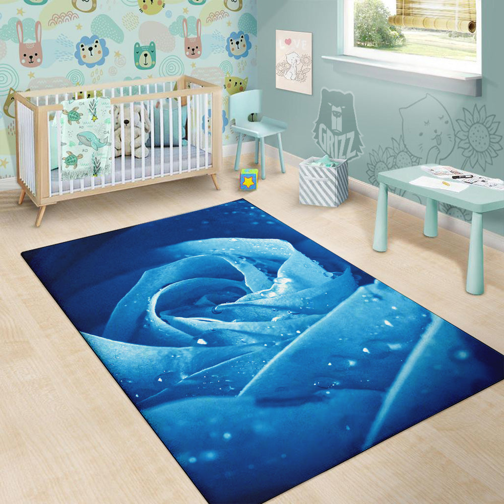 Rose Blue Print Floor Mat-grizzshop