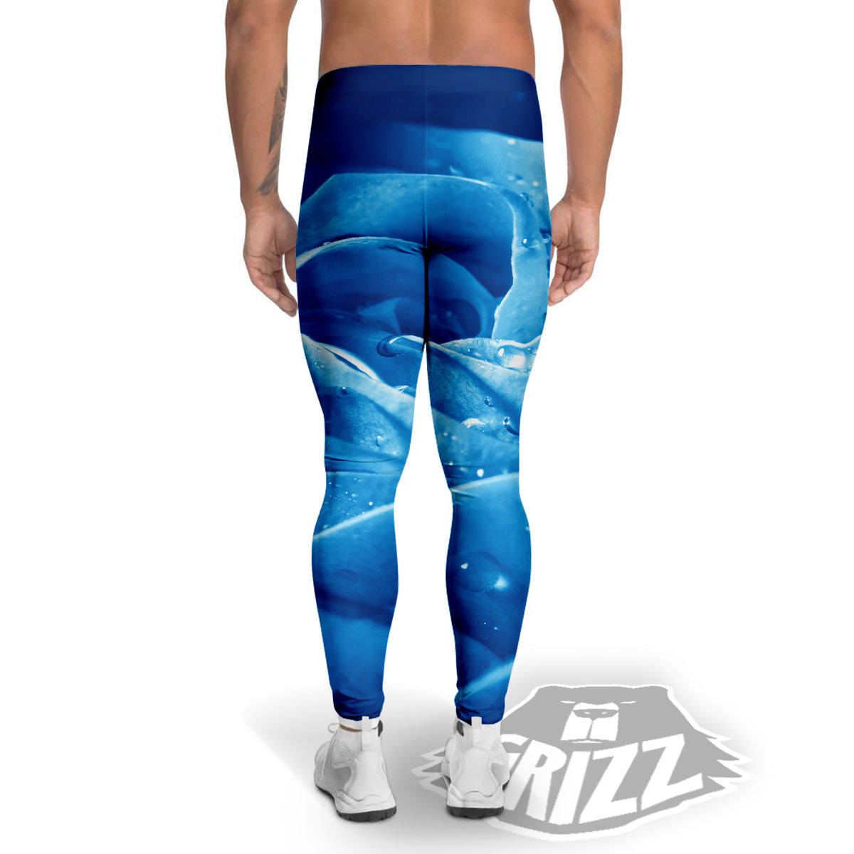 Rose Blue Print Men's Leggings-grizzshop